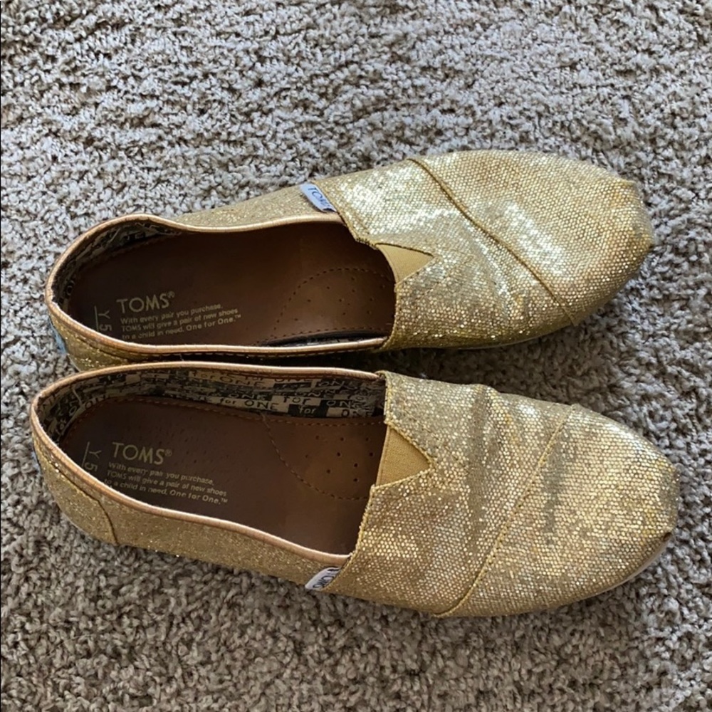 Toms gold sparkling shoes